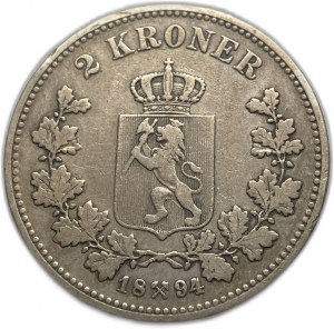 Norvège, 2 couronnes, 1894