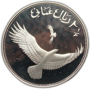 Oman, 2 1/2 Omani Riyals 1987, Verreaux's Eagle im Flug
