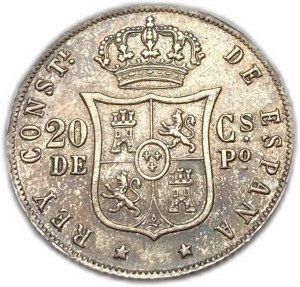 Filipíny, 20 Centimos 1884, Kľúčový dátum AUNC