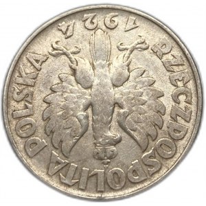 Polska, 2 złote, 1924, awers/rewers 180° ⇅ błąd