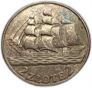 Polonia, 2 Zlote, 1936, porto marittimo di Gdynia