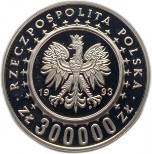 Polsko, 300000 Zlotých, 1993 Vzor Essai (Proba) v niklu