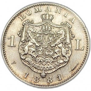 Romania, 1 Leu, 1881 V