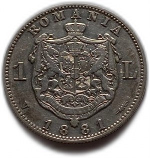Romania, 1 Leu, 1881 V
