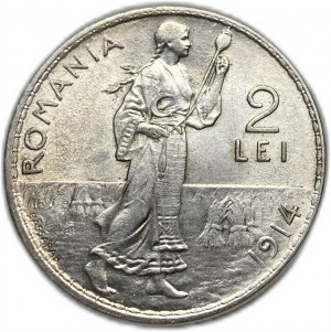 Romania, 2 Lei, 1914