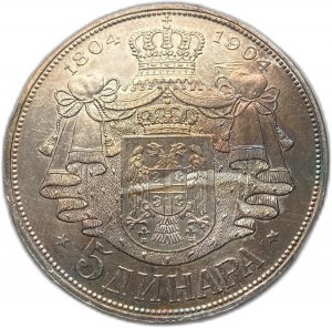 Srbsko, 5 Dinara, 1904