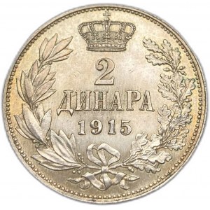 Serbia, 2 Dinara, 1915