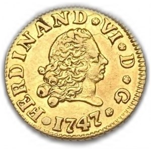 Španielsko, 1/2 Escudo, 1747 JB