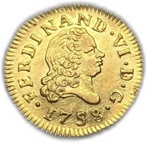 Spanien, 1/2 Escudo, 1758 JB