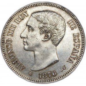 Espagne, 5 pesetas, 1876 DEM