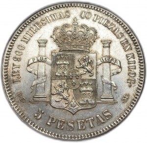 Španělsko, 5 peset, 1876 DEM