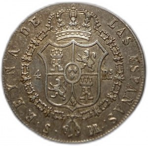 Španielsko, 4 Reales, 1838 DR