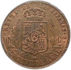 Hiszpania, 25 centymów, 1857