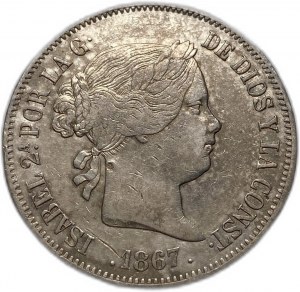 Hiszpania, 2 Escudos, 1867 r.