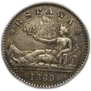 Spain, 50 Centimos, 1869 SNM