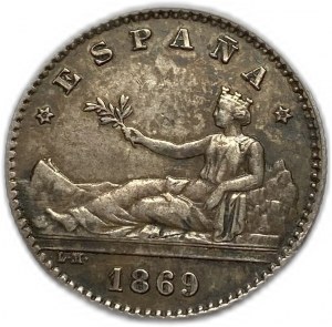 Španielsko, 50 Centimos, 1869 SNM