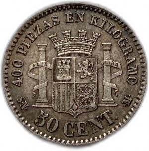 Spagna, 50 centimos, 1869 SNM