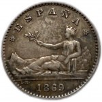 Hiszpania, 50 centimów, 1869 SNM
