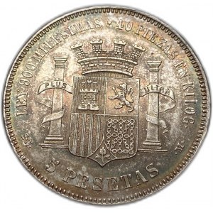 Spain, 5 Pesetas, 1870 SNM