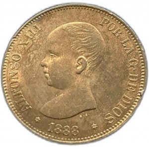 Hiszpania, 5 peset, 1888 MPM