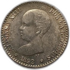 Spain, 50 Centimos, 1892 PGM,Rare,(2-2)