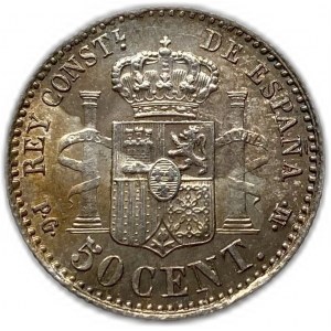 Spain, 50 Centimos, 1892 PGM