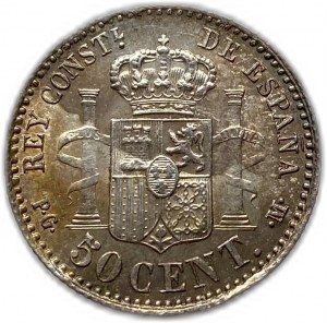 Španielsko, 50 Centimos, 1892 PGM