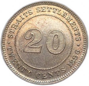 Straits Settlements, 20 Cents, 1896