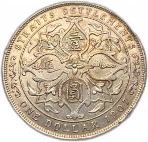 Straits Settlements, 1 dolar, 1907