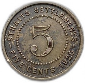 Straits Settlements, 5 Cents, 1920