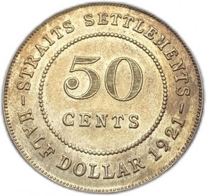 Straits Settlements, 50 Cents, 1921