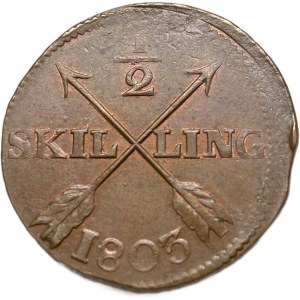 Szwecja, 1/2 Skilling, 1803 r.