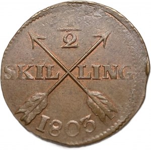 Suède, 1/2 Skilling, 1803