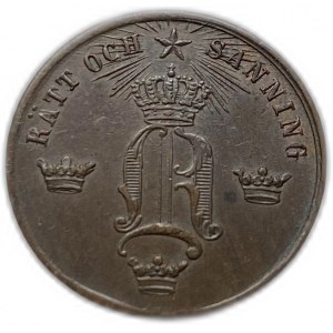 Suède, 1/2 Ore, 1856-58,Erreur de la Monnaie