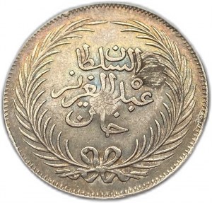 Tunisko, 4 riály, 1878 (1293), protinálepka, vzácný stav