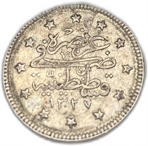 Turchia Impero Ottomano, 2 Kurush, 1913 (1327/5),Raro