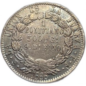 Bolivien, 1 Boliviano, 1866 PF/FP,Selten, AUNC