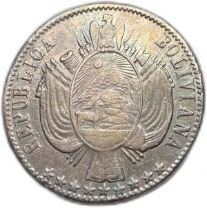 Bolivie, 1 Boliviano, 1866 PF/FP,Rare, AUNC