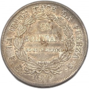 Bolívia, 1 Boliviano, 1872 FE