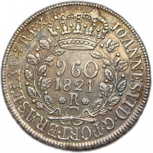 Brazília, 960 Reis 1821 R, s dierami a upravený