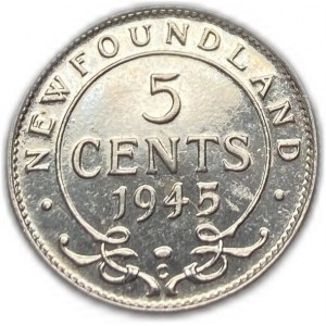 Kanada, 5 centů 1945 C,Newfoundland