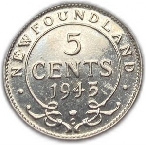Kanada, 5 centov 1945 C,Newfoundland