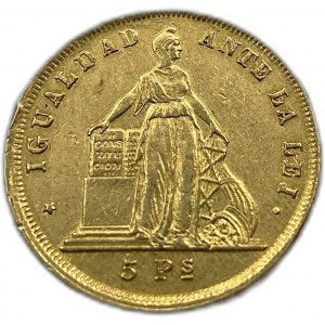 Chile, 5 pesos, 1869