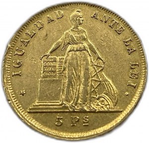 Čile, 5 pesos, 1869