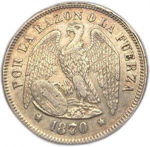 Chile, 50 centavos, 1870/68 r.