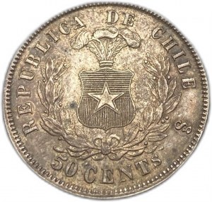 Chile, 50 centavos, 1872