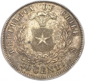 Cile, 50 Centavos, 1872