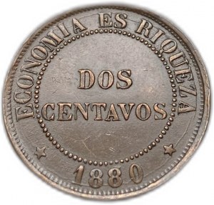 Čile, 2 centavos, 1880