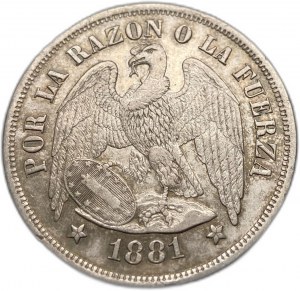 Chile, 1 peso, 1881, ⇅