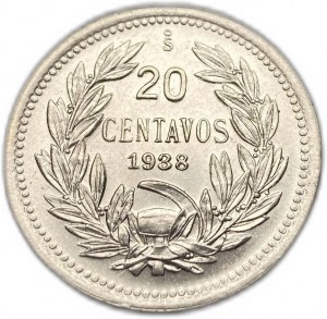 Čile, 20 centavos, 1938